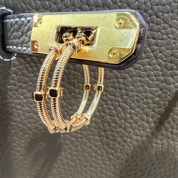 $Bundle Deal$ 18k White and Yellow Gold Plated 35mm Earrings. Comes with 2 pairs - Picture 3 of 11